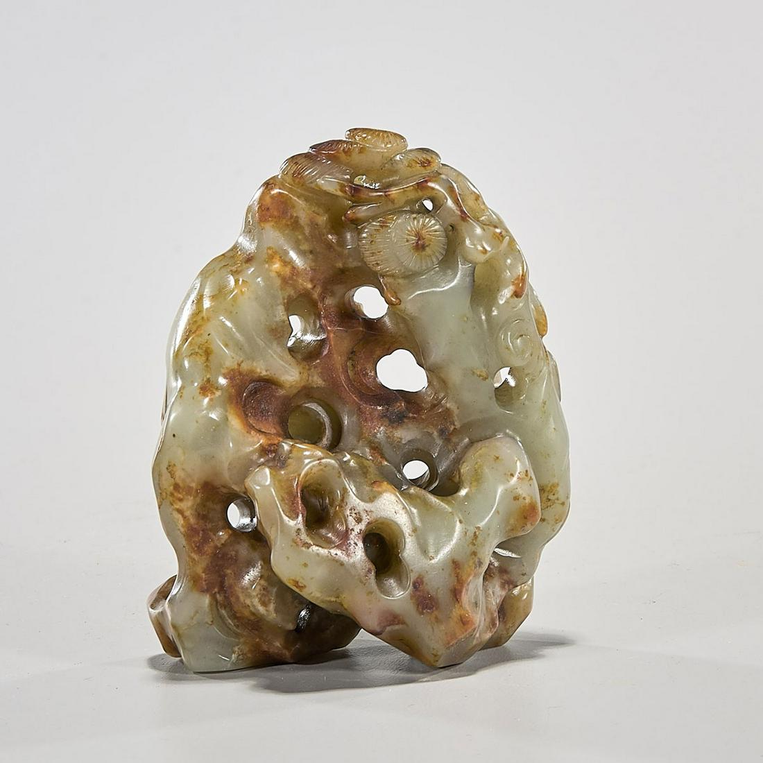 Chinese Carved Celadon Jade Miniature Mountain (1 of 2)