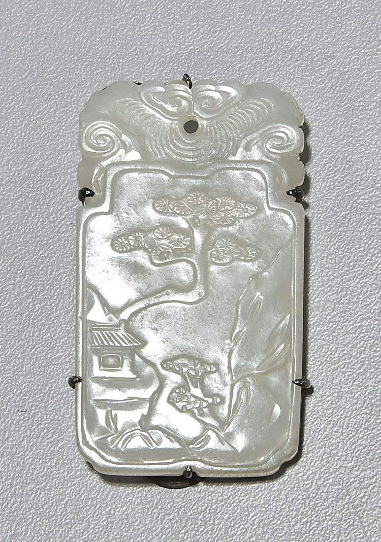 Chinese Well Carved Celadon Jade Plaque (1 of 1)