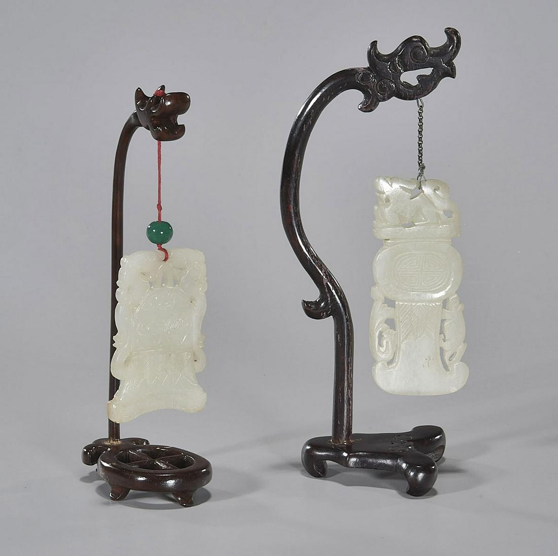 Two Antique Chinese Carved Jade Plaques (1 of 1)