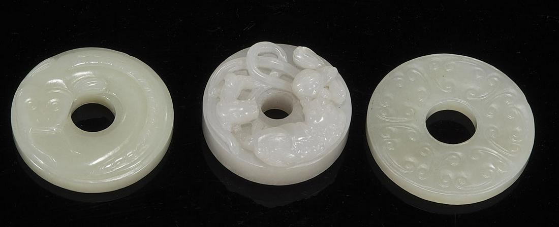 Group of Three Chinese Carved Jade Bi Discs (1 of 2)