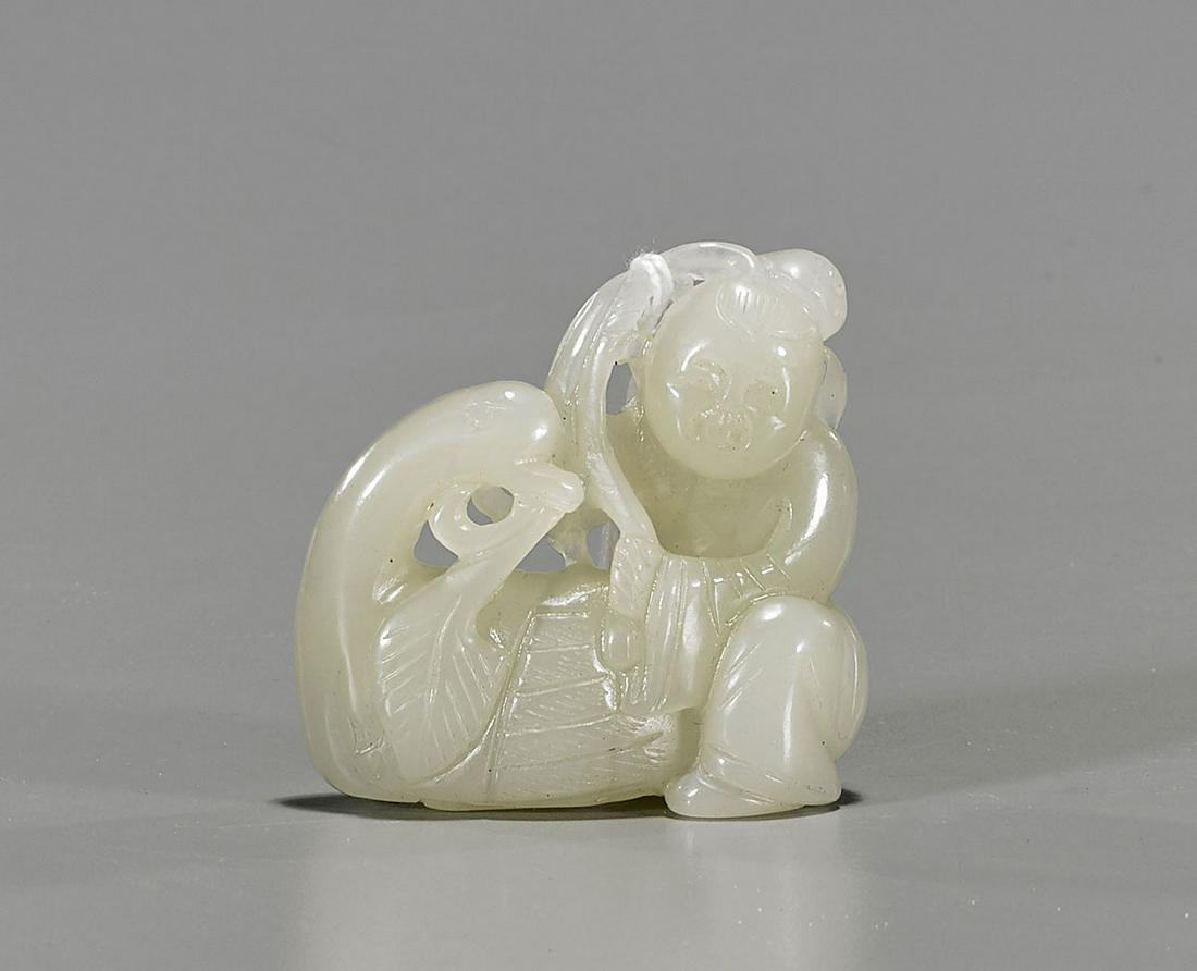 Chinese Carved Jade Boy With Goose (1 of 1)
