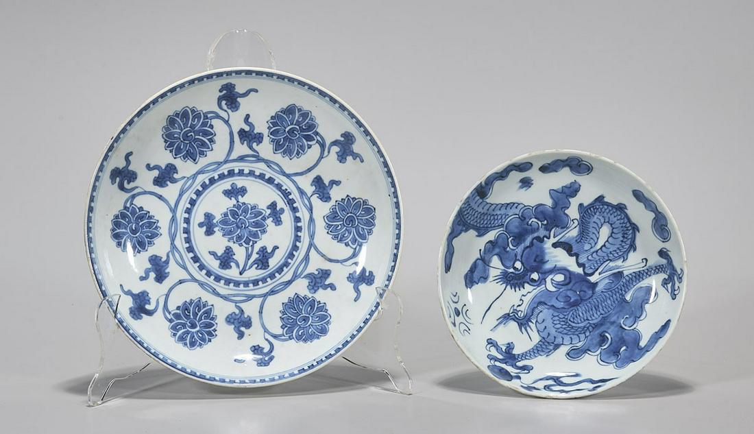 Two Chinese Kangxi-Style Blue & White Porcelain Dishes (1 of 2)