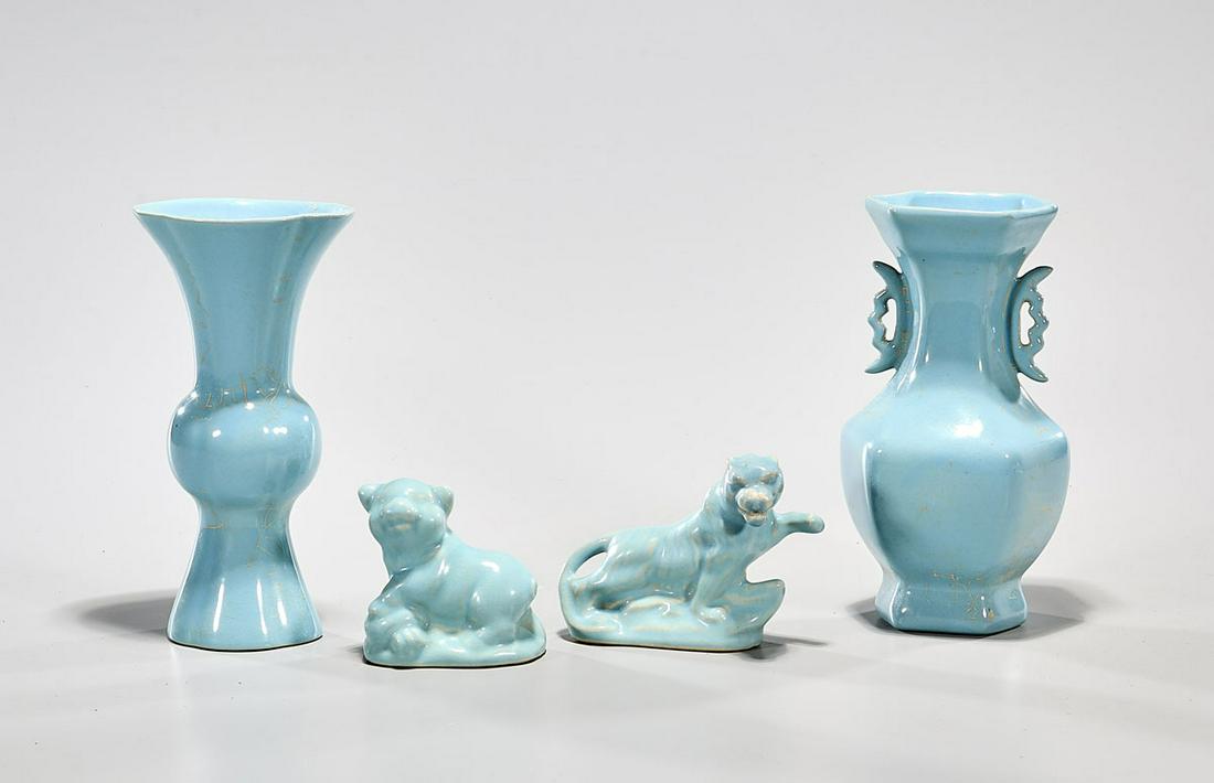 Group of Four Chinese Ruyao-Style Porcelains (1 of 3)