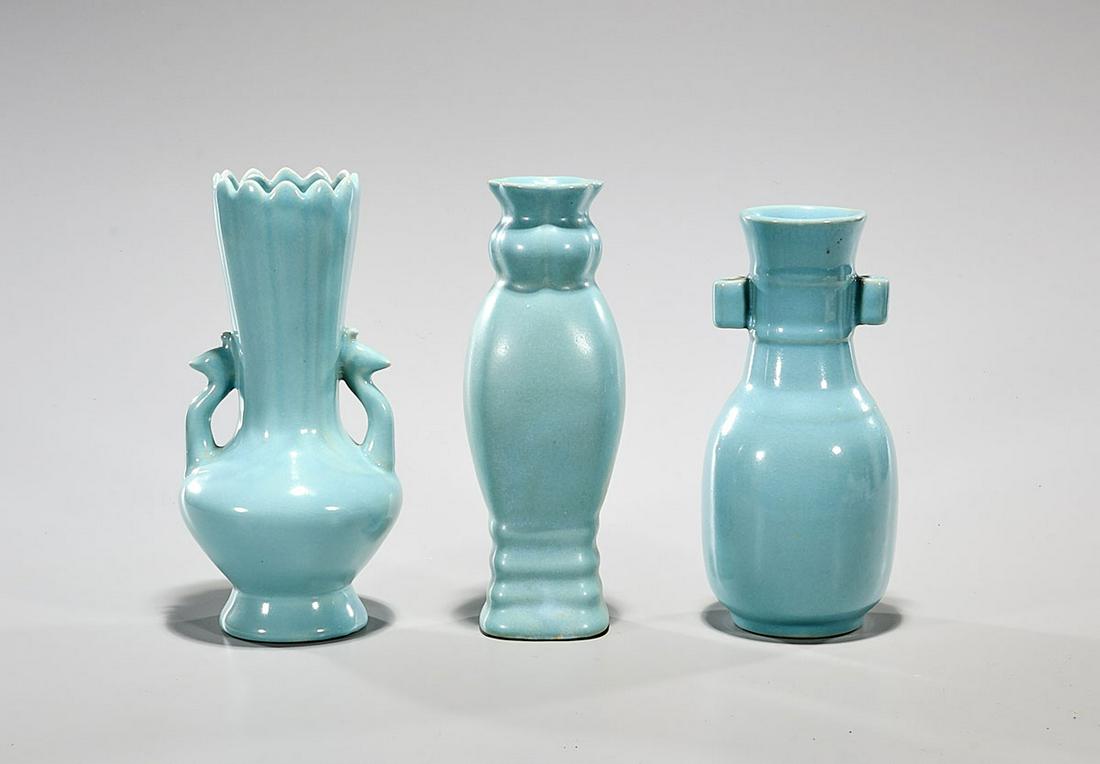 Group of Three Chinese Ruyao-Style Porcelain Vases (1 of 2)