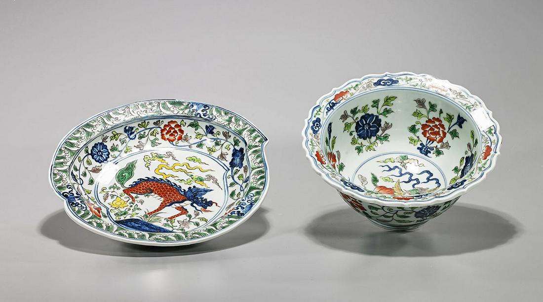 Two Ming-Style Blue & White Enameled Porcelains (1 of 2)
