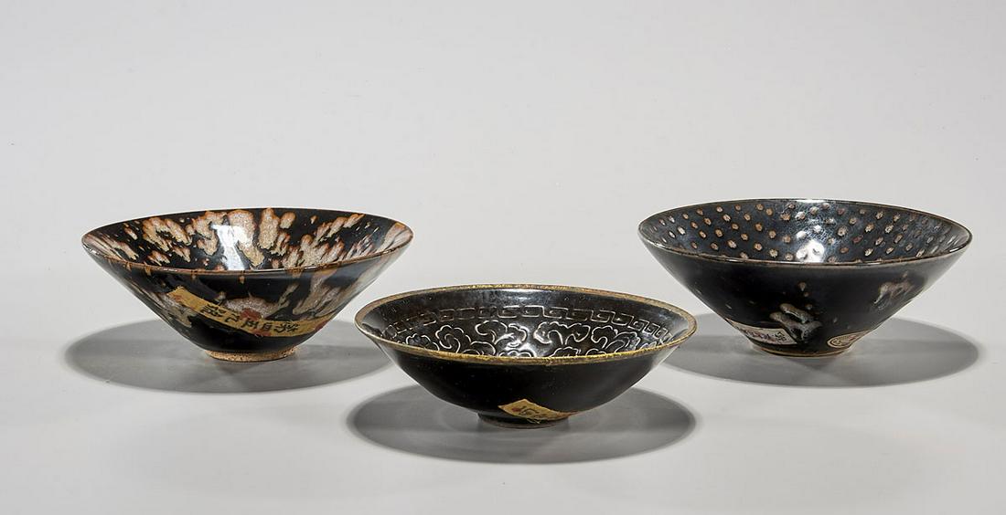 Group of Three Chinese Early Style Glazed Bowls (1 of 3)