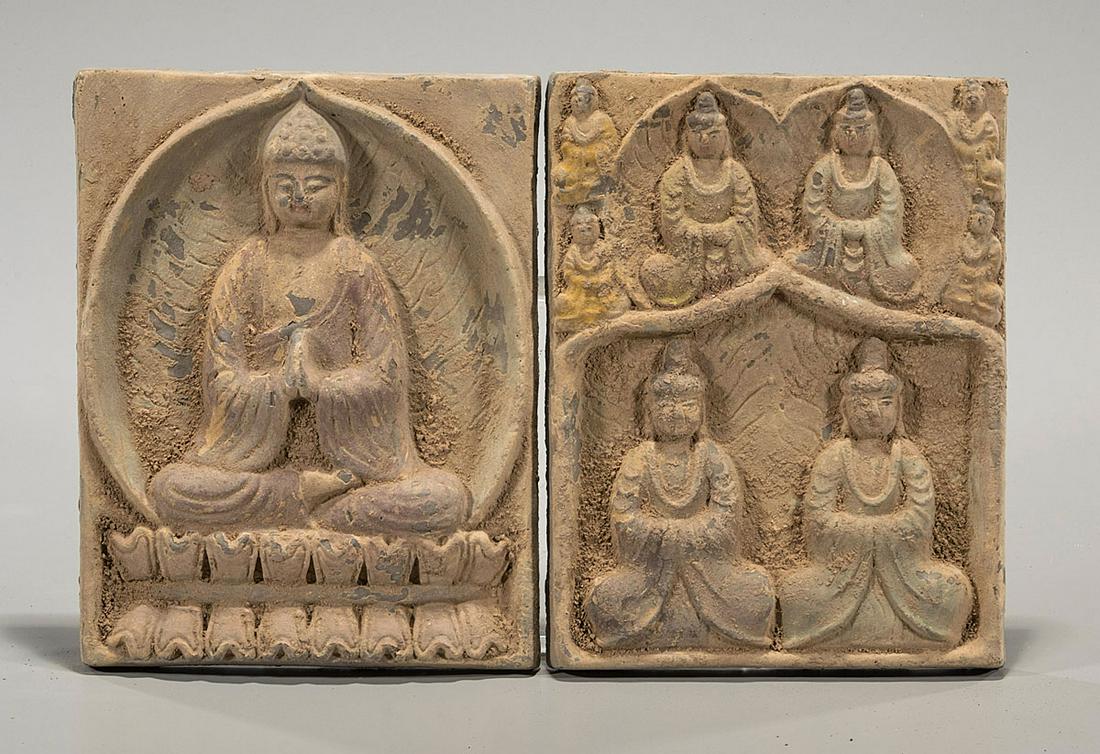 Two Chinese Tang-Style Pottery Tiles (1 of 1)