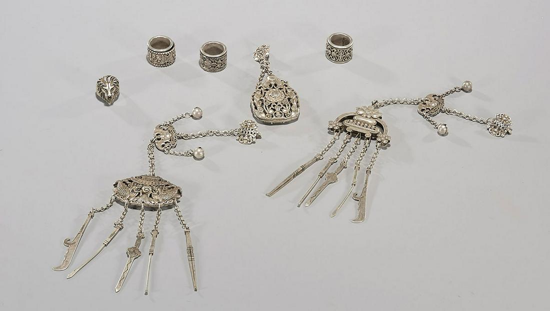 Large Group of Various Chinese White Metal Decorative (1 of 4)
