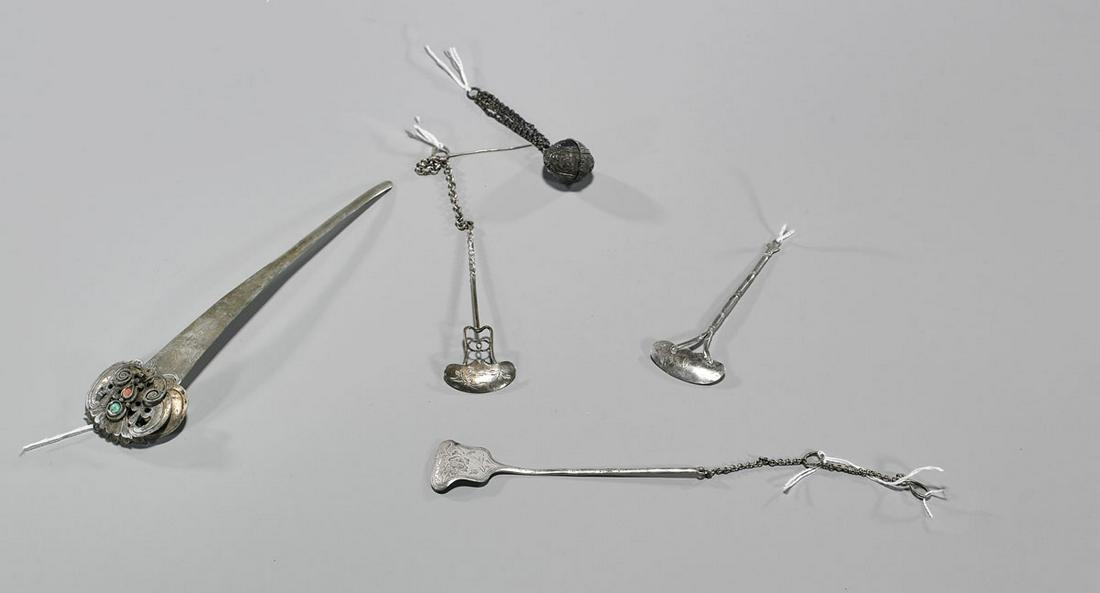 Five Antique Chinese Silver Pieces (1 of 1)