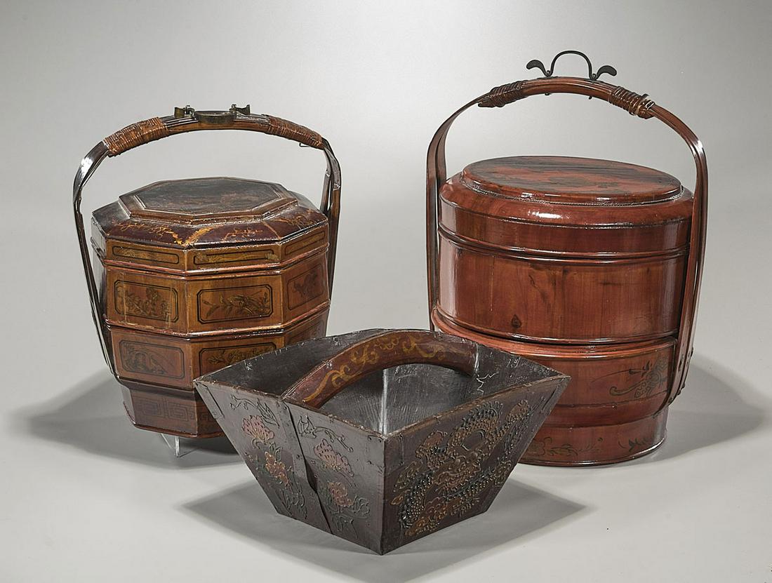 Group of Three Chinese Early 20th Century Painted Wood (1 of 4)