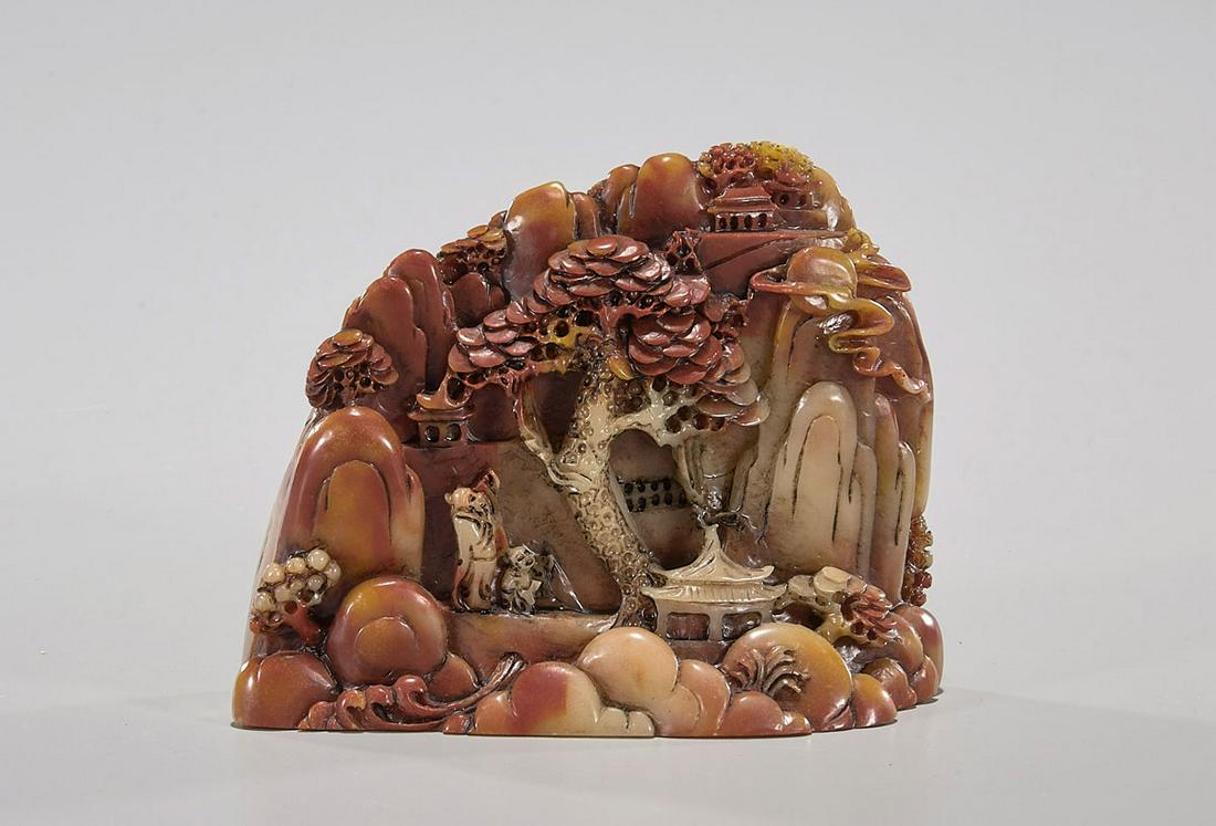 Chinese Carved Soapstone Mountain (1 of 2)