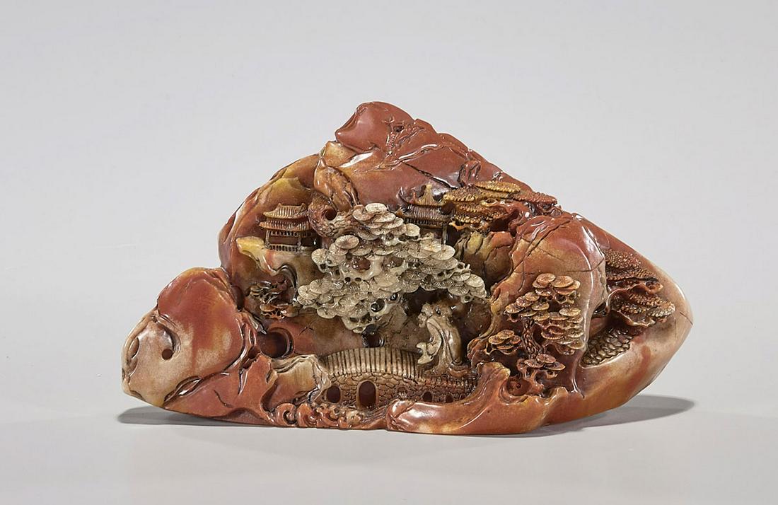 Chinese Carved Soapstone Mountain (1 of 2)
