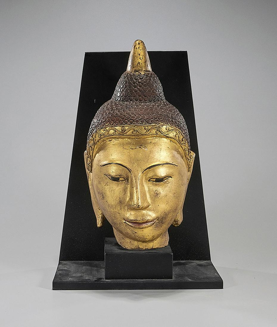 Molded Painted Southeast Asian Buddha's Head (1 of 3)
