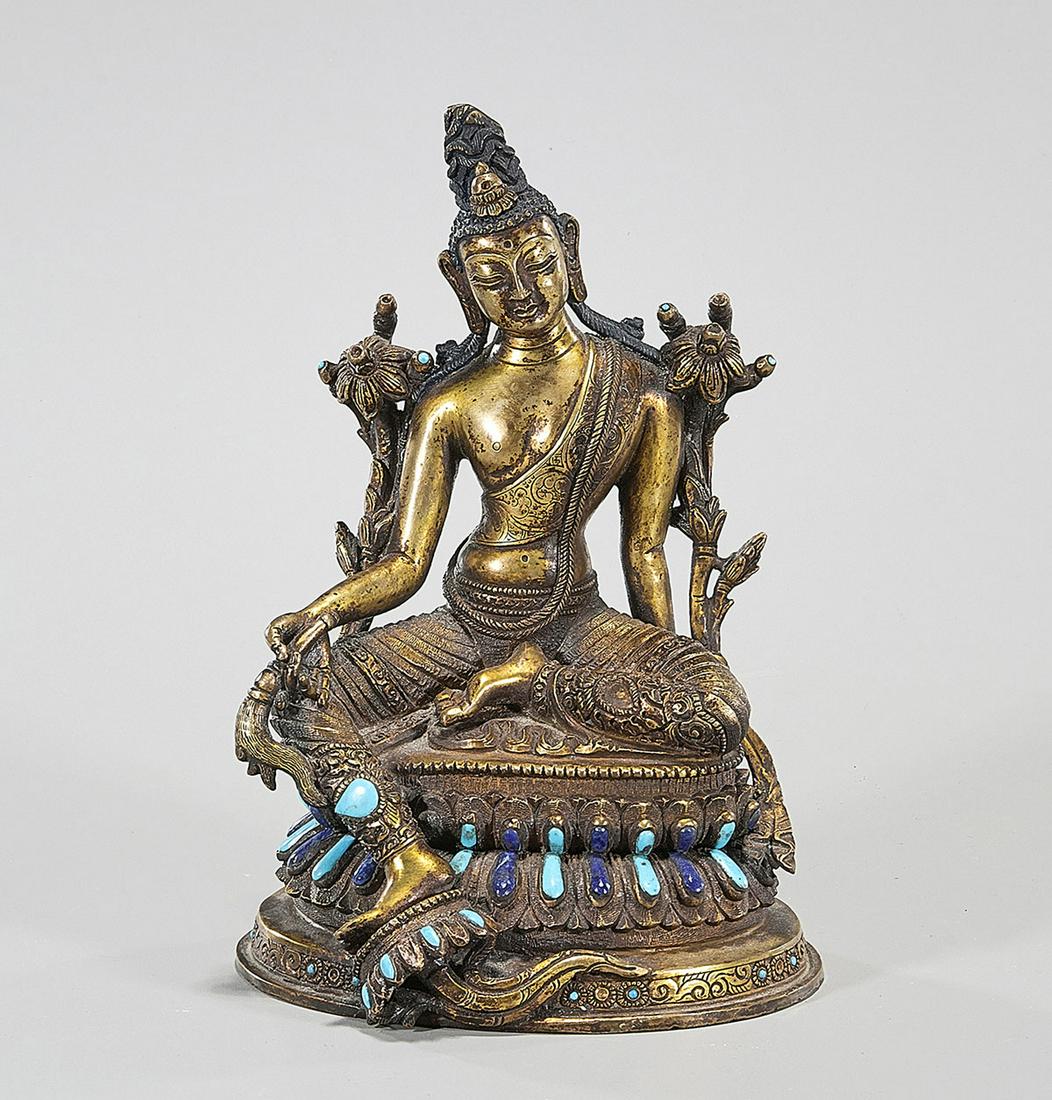 Nepalese Gilt Copper Seated Figure (1 of 3)