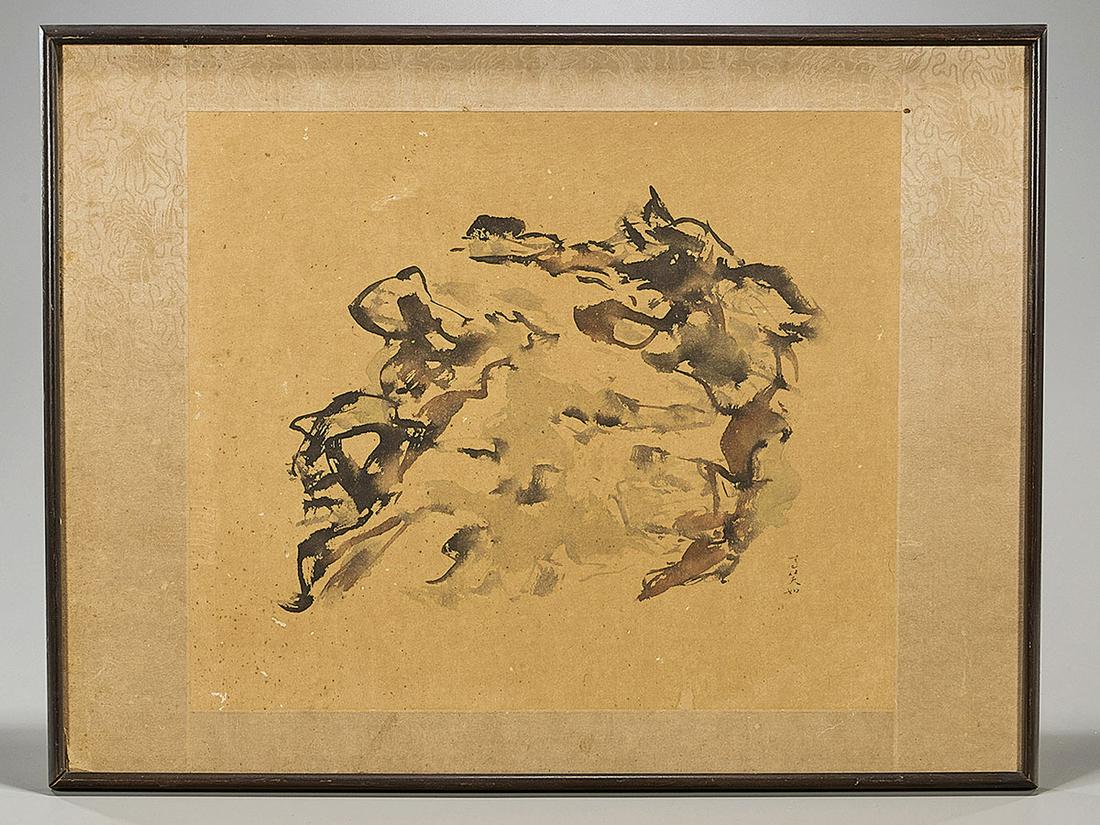 Two Chinese Ink, Wash & Color on Paintings on Paper (1 of 4)