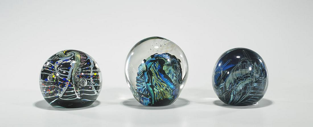 Group of Three Large Art Glass Paperweights (1 of 1)