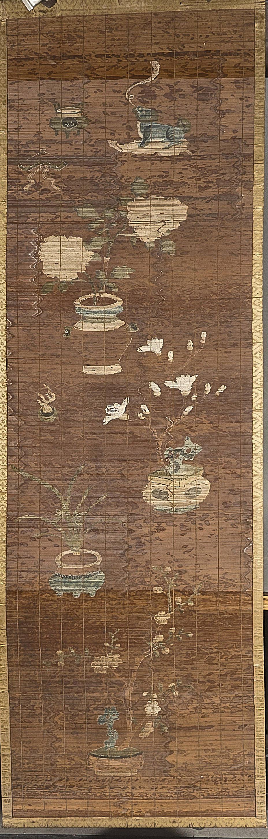 19th Century Japanese Painting on Bamboo Curtain (1 of 1)