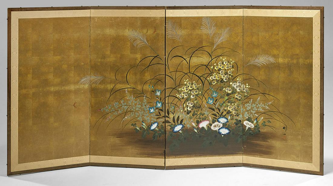 Japanese Four-Panel Painted Screen (1 of 2)