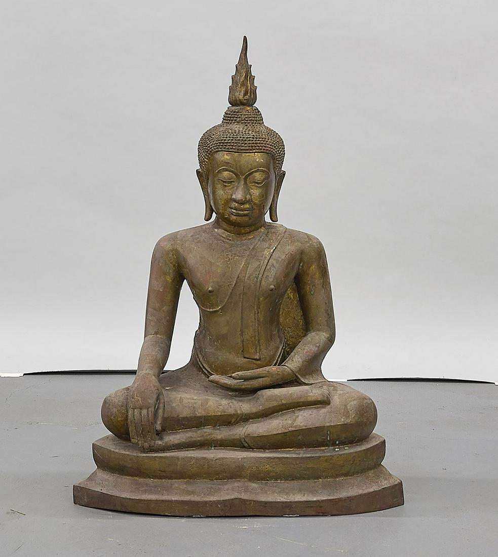 Large Southeast Asian Bronze Seated Buddha (1 of 2)