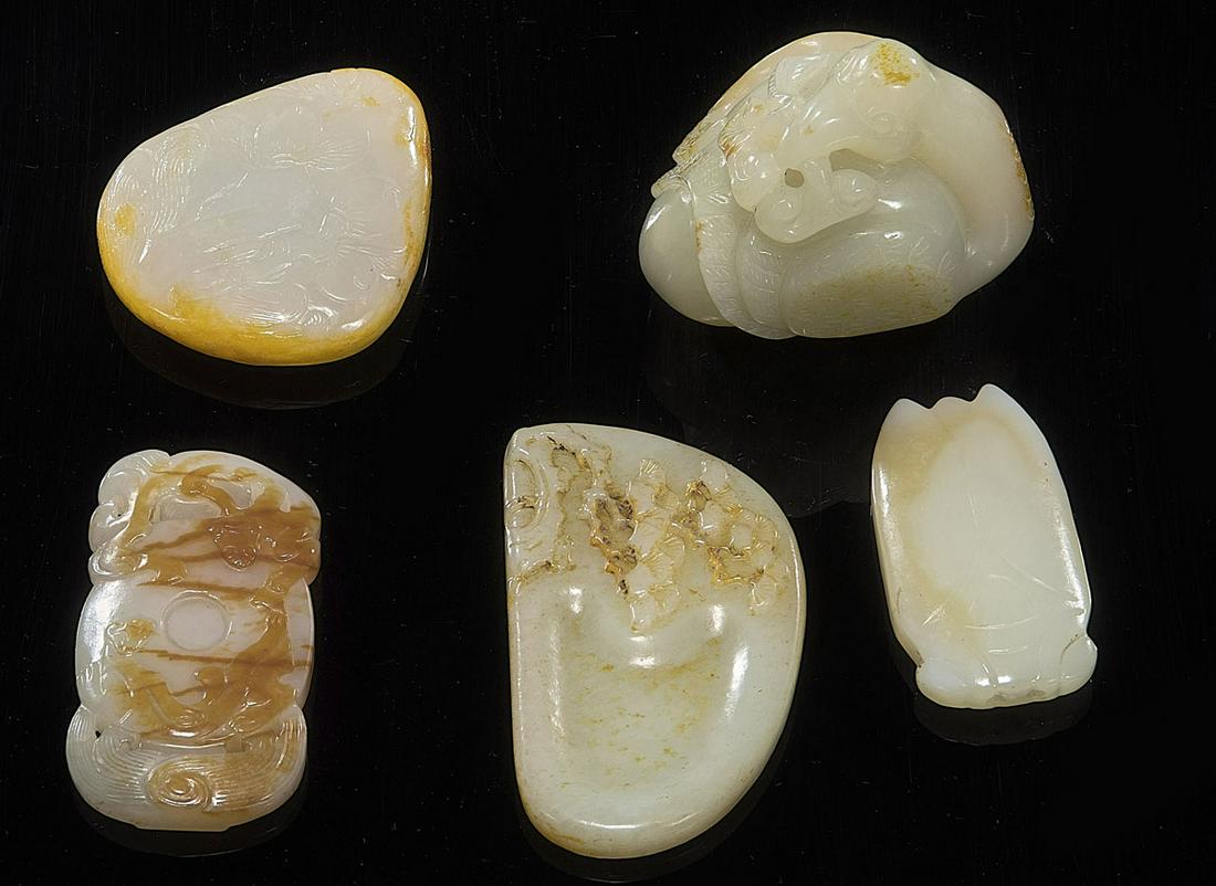 Group of Five Various Chinese Jade Pieces (1 of 1)