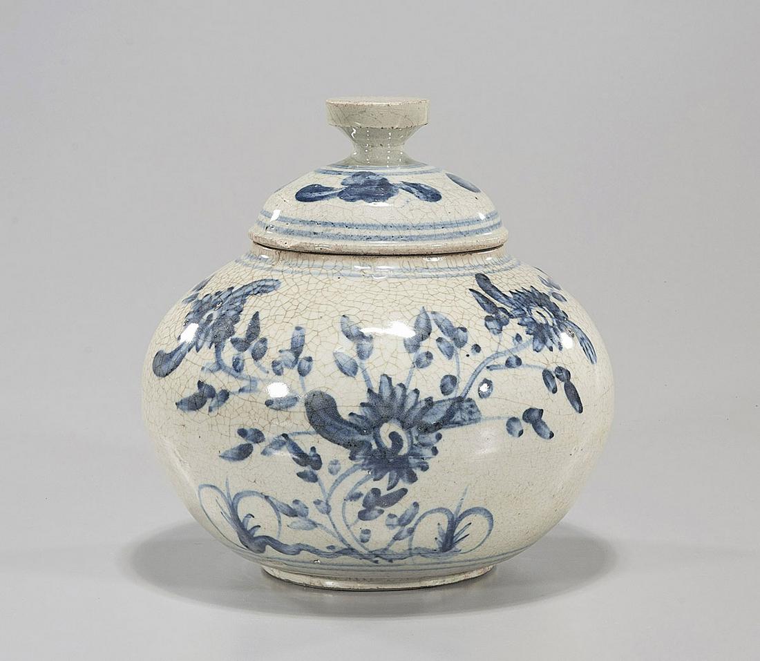 Chinese Blue & White Ceramic Covered Jar (1 of 3)