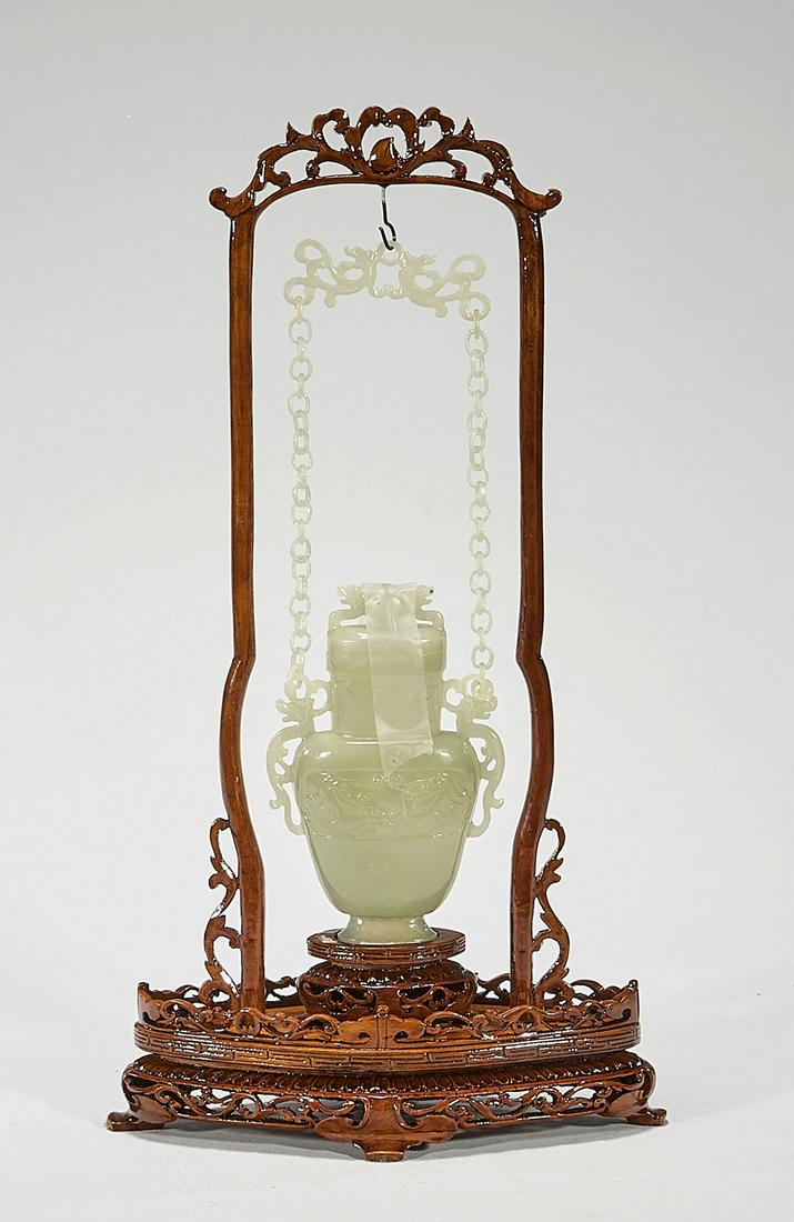 Chinese Hanging Carved Covered Censer (1 of 4)