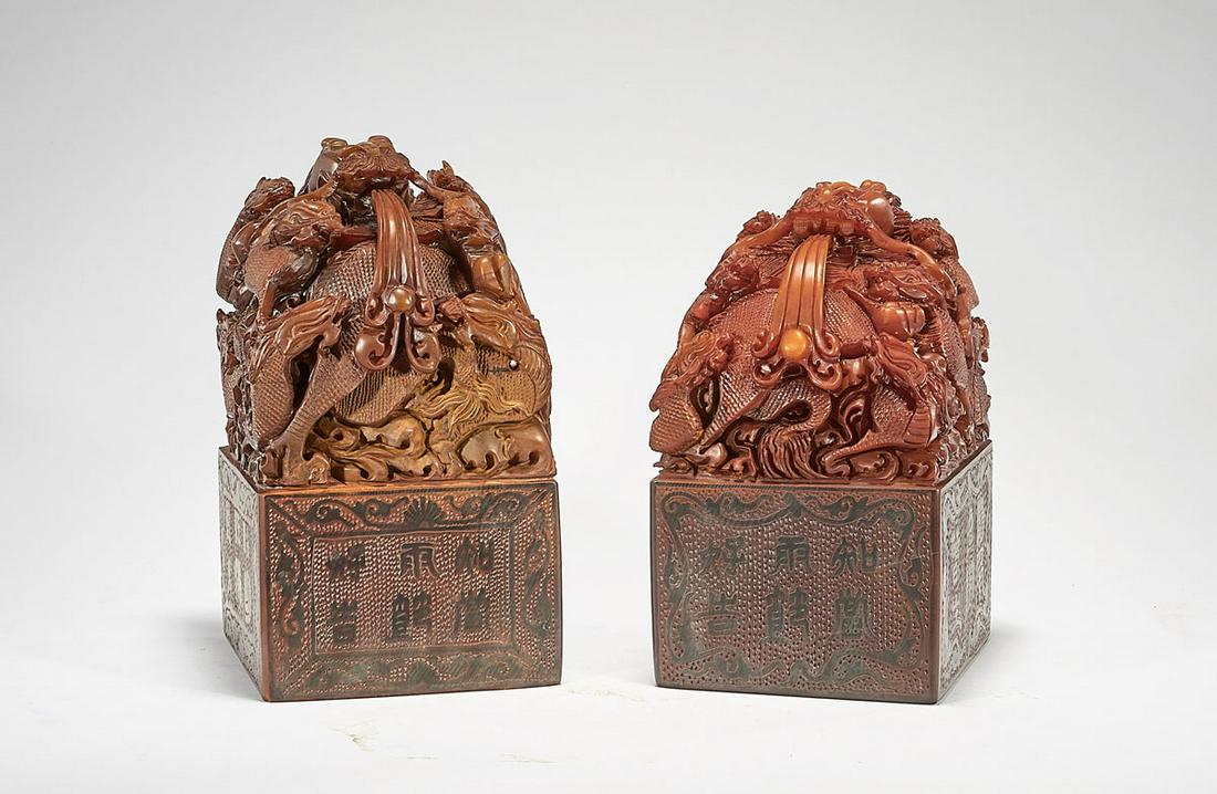 Two Large Chinese Composite or Stone Seals (1 of 4)