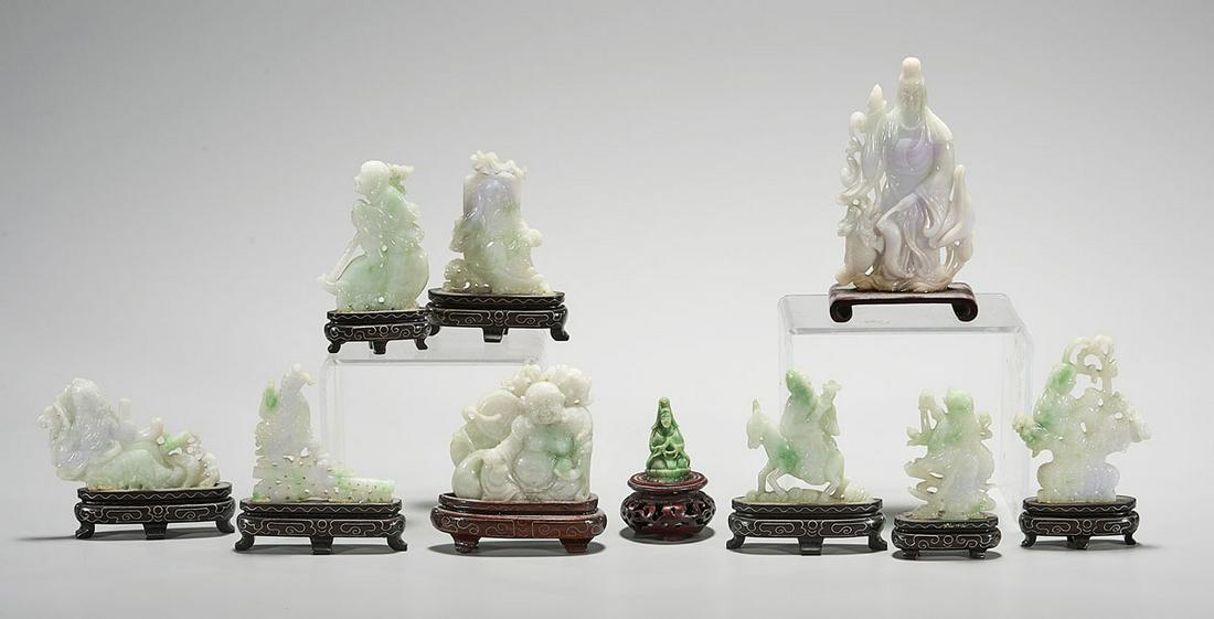 Group of Ten Chinese Carved Jadeite Figures (1 of 6)