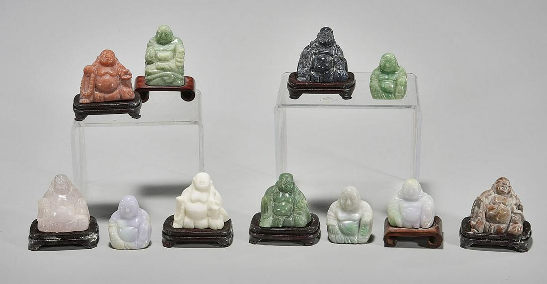 Eleven Various Miniature Chinese Carved Seated Budai (1 of 6)