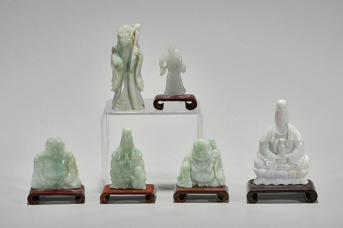 Group of Six Chinese Jadeite Figural Carvings (1 of 6)