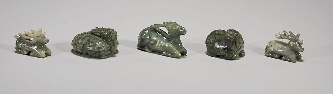 Group of Five Chinese Jade Animal Carvings (1 of 9)