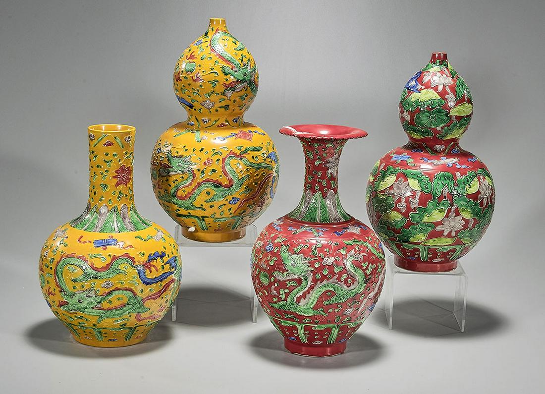 Group of Four Chinese Enameled Porcelain Vases (1 of 7)