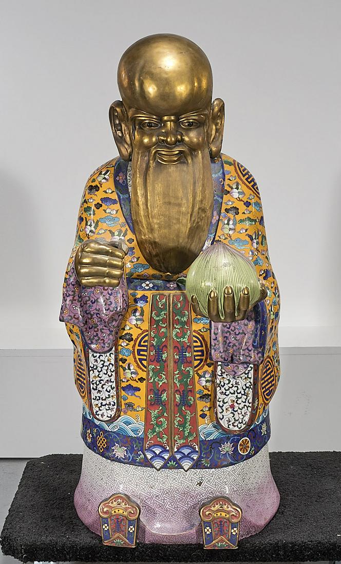 Chinese Cloisonne Enamel Metal Shoulao (1 of 5)