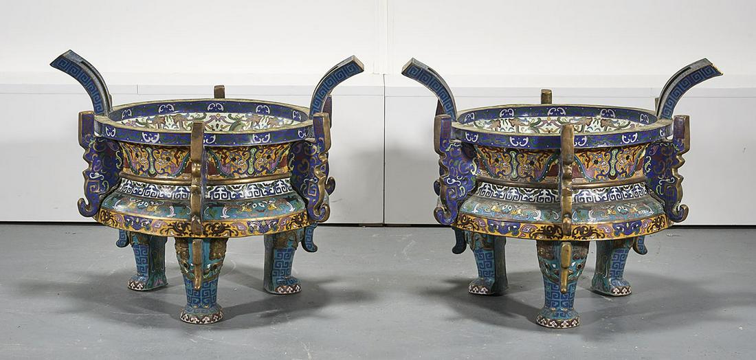 Pair Chinese Cloisonne Enameled Tripod Censers (1 of 5)