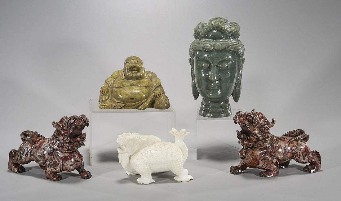 Group of Five Chinese Hardstone Carvings (1 of 9)