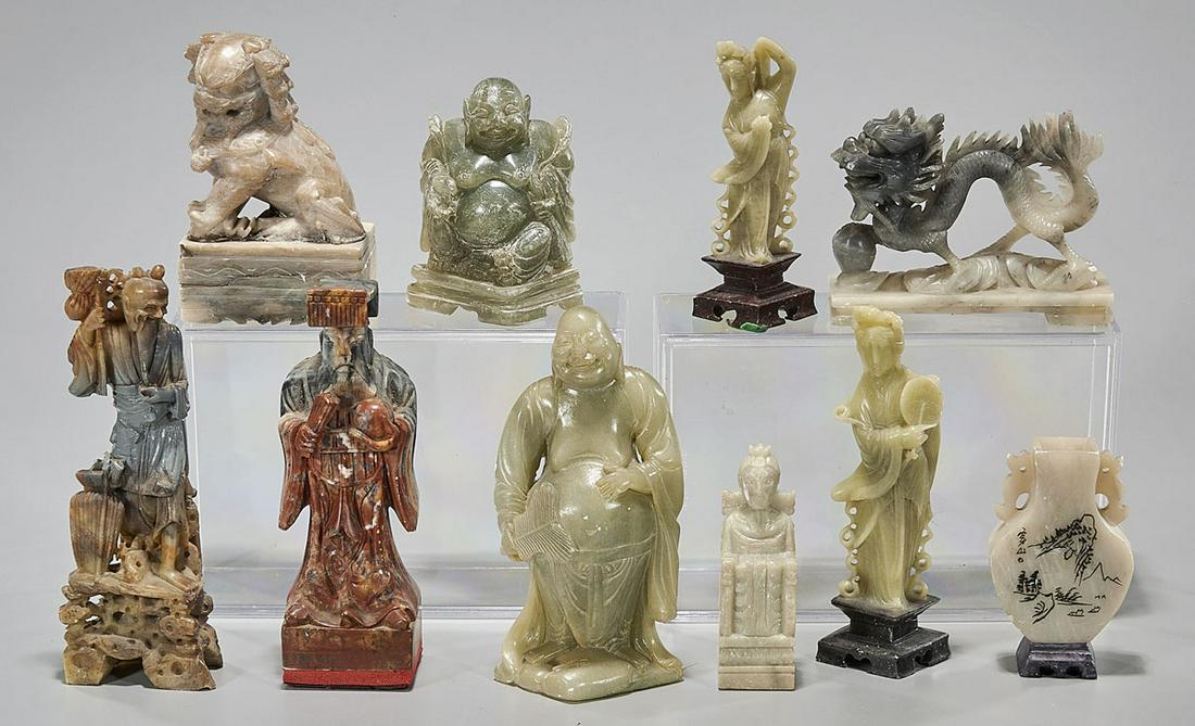 Group of Ten Chinese Various Hardstone Carvings (1 of 2)