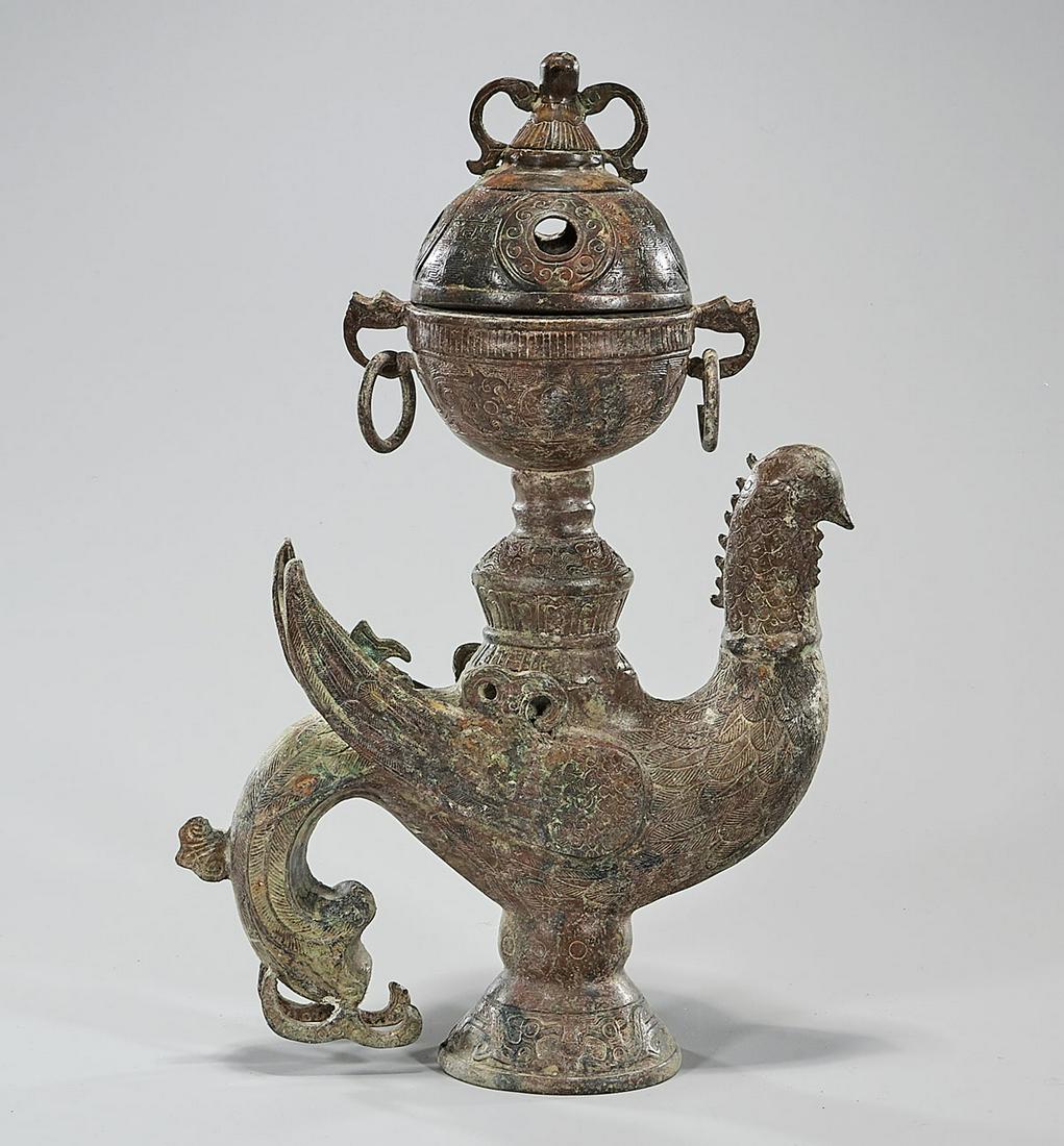 Chinese Archaistic Bronze Bird-Form Covered Censer (1 of 3)