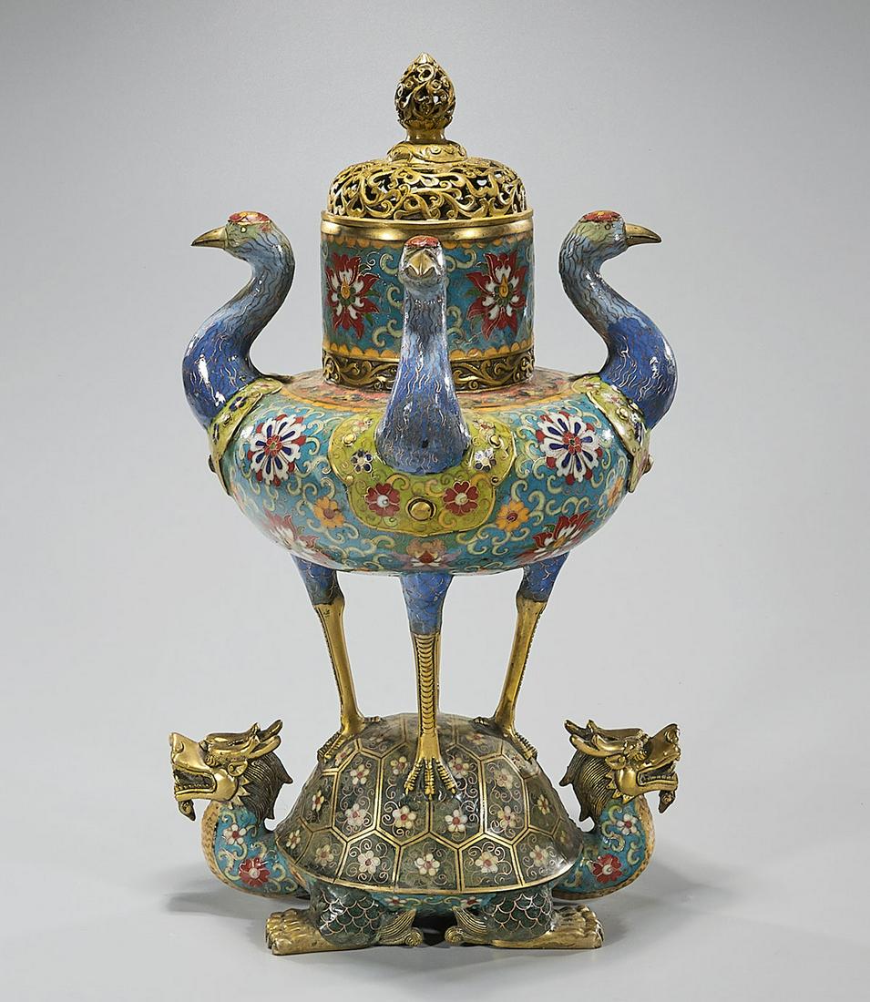 Chinese Elaborate Cloisonne Covered Censer (1 of 7)
