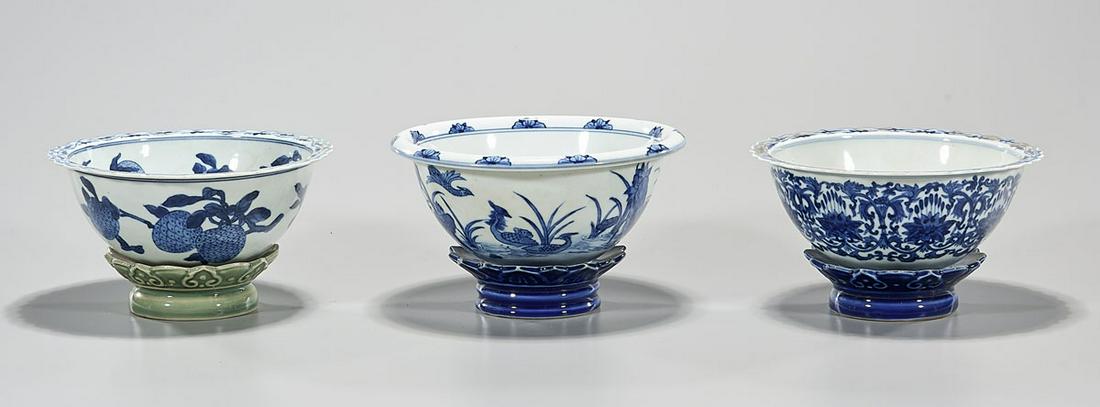 Group of Three Chinese Blue & White Porcelain Bowls (1 of 7)