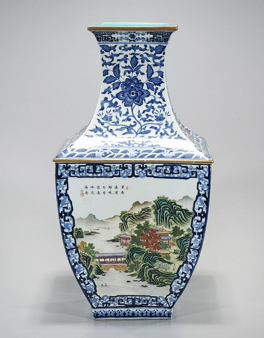 Chinese Four Faceted Porcelain Vase (1 of 8)