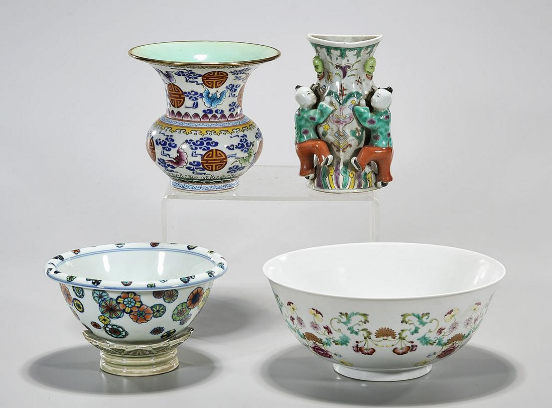Group of Four Chinese Enameled Porcelains (1 of 7)