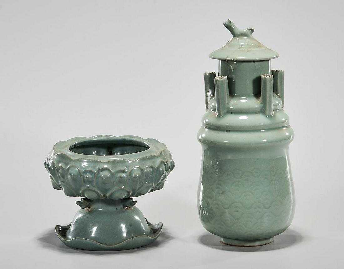 Two Chinese Green Glazed Porcelain Vessels (1 of 4)