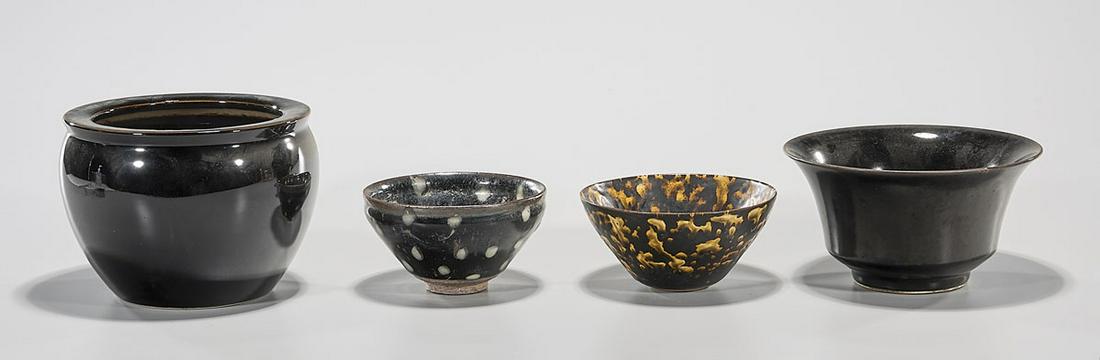 Group of Four Chinese Black Glazed Porcelains (1 of 8)