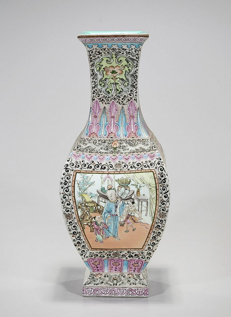 Chinese Enameled Porcelain Four-Faceted Vase (1 of 8)