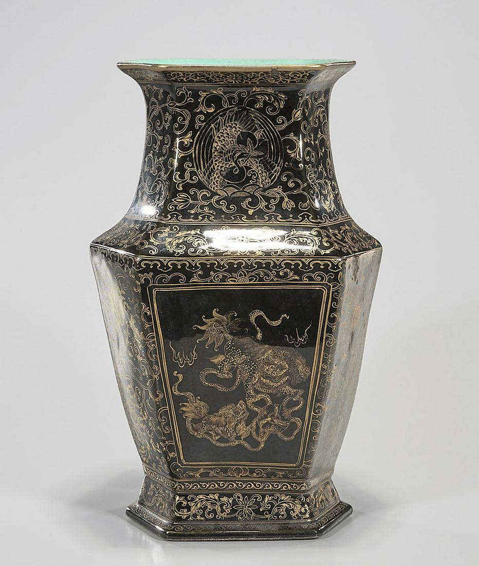 Chinese Black Glazed Porcelain Vase (1 of 6)
