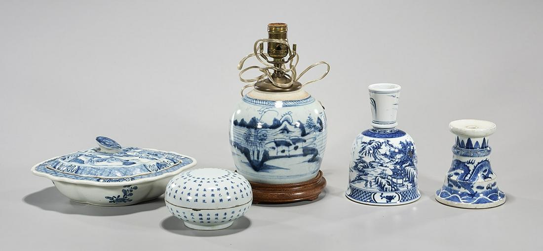 Group of Five Various Chinese Blue and White Porcelains (1 of 6)