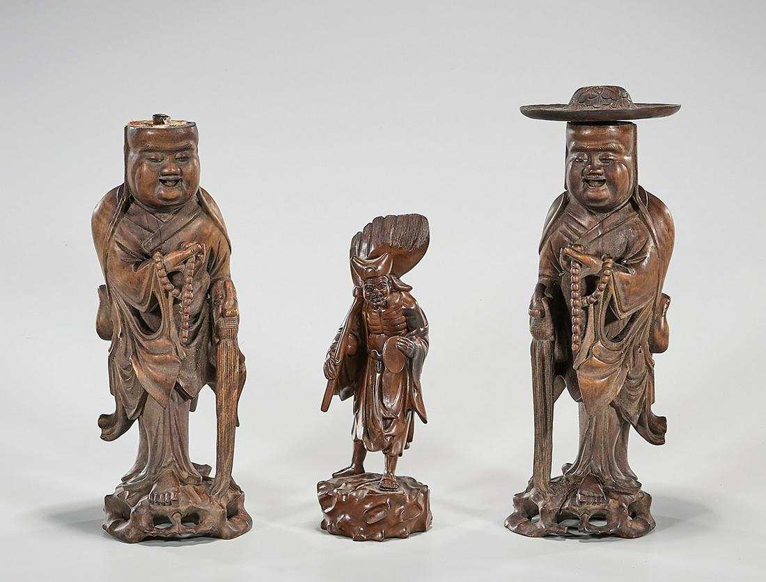 Three Chinese Carved Wood Figures (1 of 7)