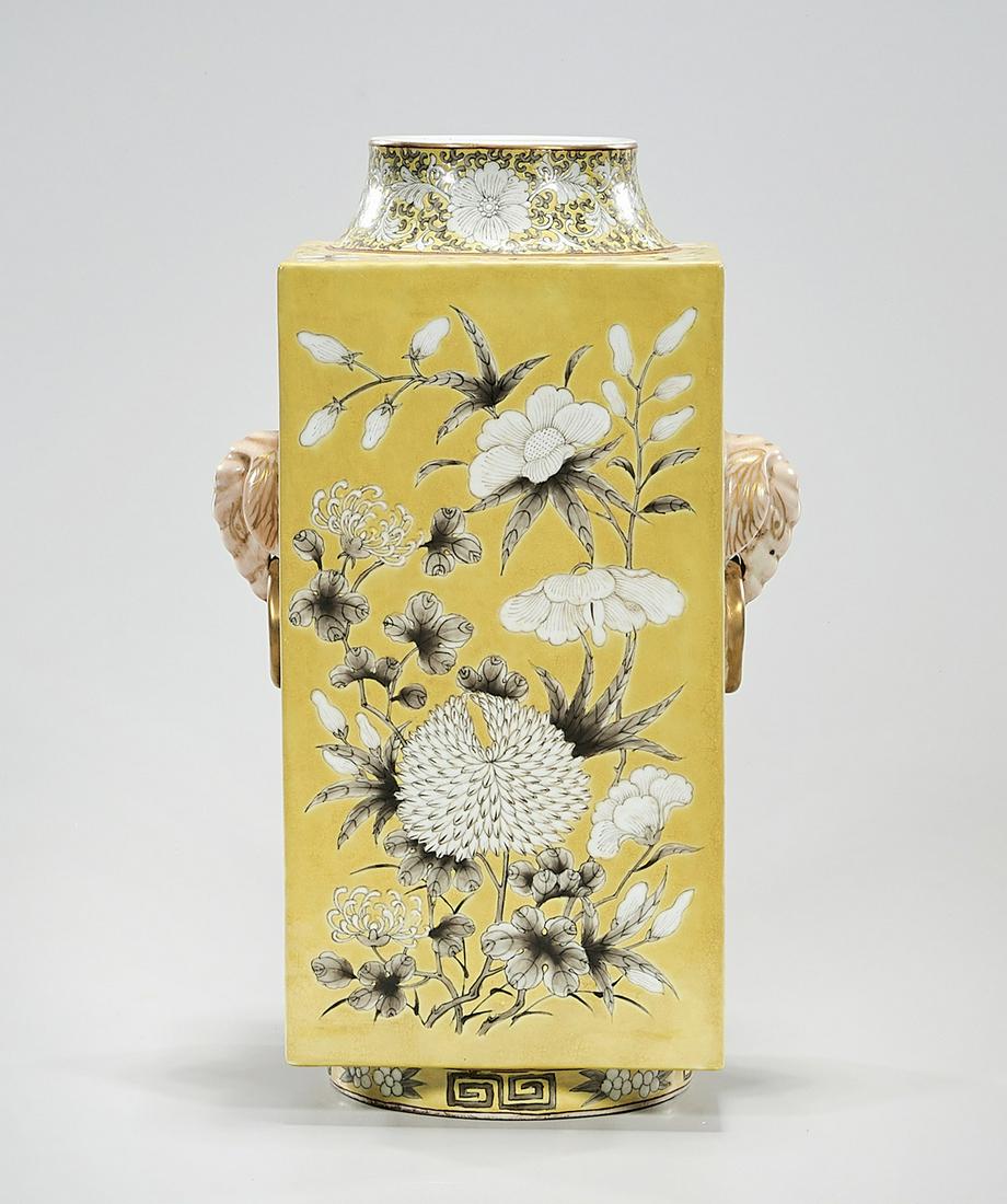 Chinese Enameled Porcelain Four-Faceted Vase (1 of 7)