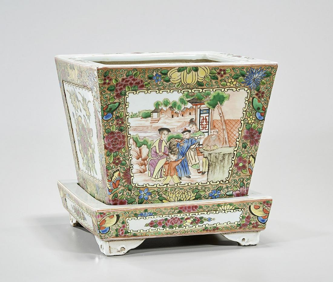 Chinese Enameled Porcelain Square Form Planter (1 of 6)