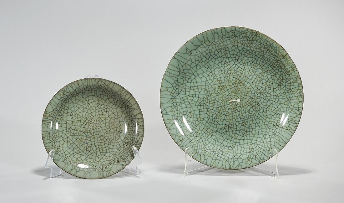 Two Chinese Crackle Glazed Porcelain Plates (1 of 2)